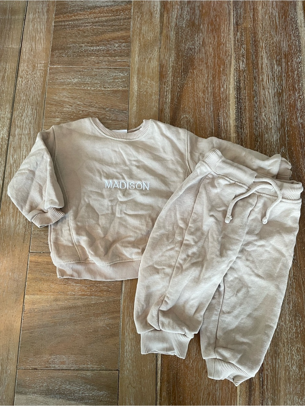 Zara Kids Beige Sweatshirt & Jogger Set